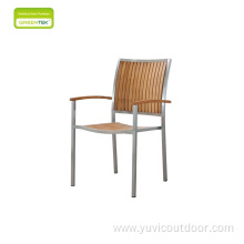 Stainless Steel Frame With Slightly Teak Dining Chair